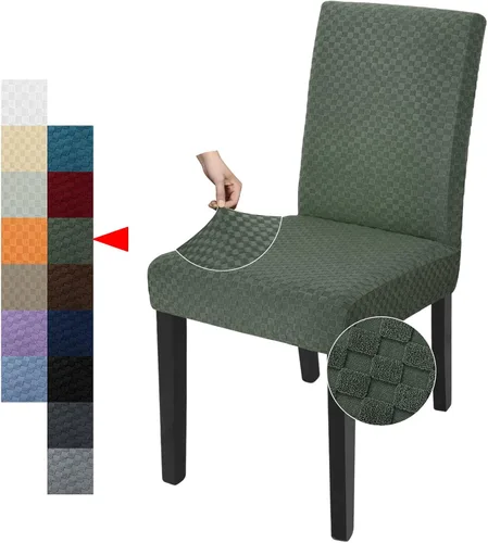 Vista 31 de YEMYHOM Funda elástica para silla con respaldo de 1 pieza con diseño jacquard más reciente, funda para silla con respaldo antideslizante, protector