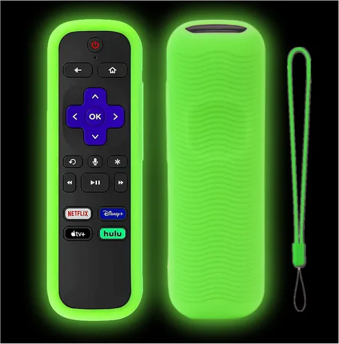 Vista 10 de Funda protectora de silicona para control remoto de Roku Funda universal para control remoto Roku de TCL Hisense con rastreador, luz en la Azul
