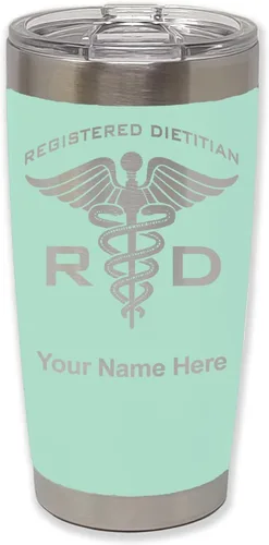 Vista 35 de LaserGram Vaso aislado al vacío de 20 onzas, dietista registrado RD, grabado personalizado incluido (negro)