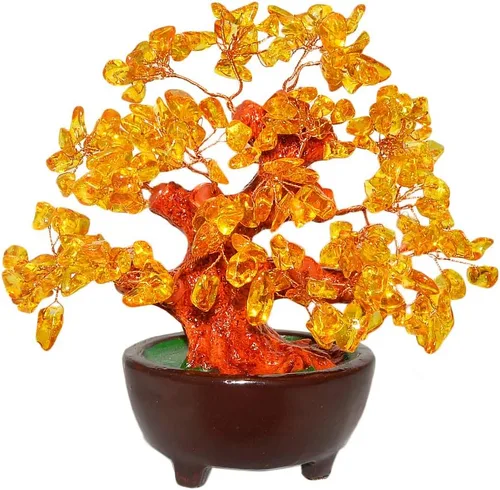 Vista 7 de Feng Shui HN130 - Árbol de dinero de cristal verde natural para la riqueza y la suerte