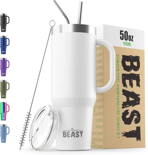 Vista 47 de Beast Vaso de 10 oz de Acero Inoxidable con Aislamiento al Vacío para Café y Hielo de Doble Pared Termo de Viaje (Blanco Ártico)