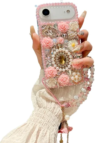 Vista 31 de iFiLOVE para iPhone 7 Plus/8 Plus Funda con Diamantes Brillantes y Correa de Flores, 3D Lujo Brillante Purpurina Cristal Diamantes de Imitación