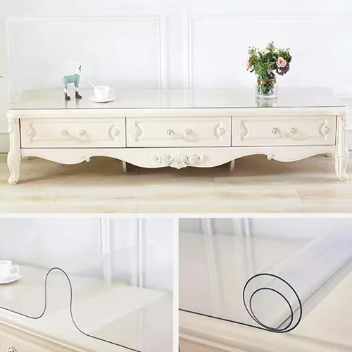 Vista 5 de Protector de mesa transparente de 0.079 pulgadas de grosor, paquete de 2 almohadillas de escritorio de PVC impermeables, 12 x 48 pulgadas, protector