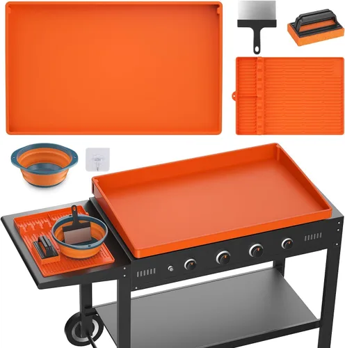 Vista 7 de Funda de silicona para parrilla Blackstone de 28 pulgadas Tapete protector de cobertura completa Resistente de grado alimenticio Previene