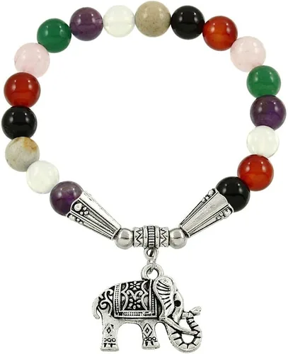 Vista 25 de Falari brazalete de piedras naturales de amuleto de elefante
