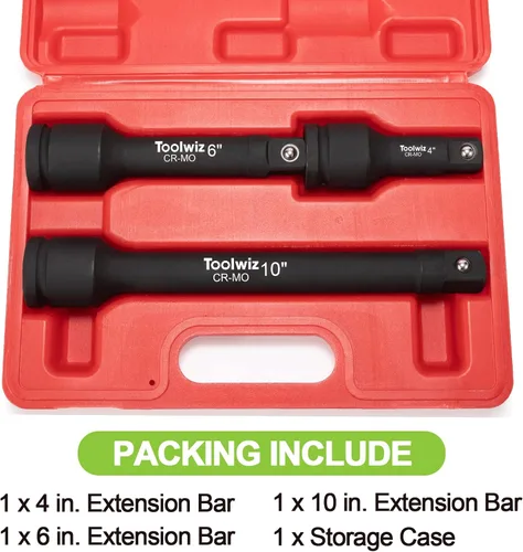 Vista 9 de Barra de extensión de impacto de 3/4 pulgadas de 4, 6, 10 pulgadas (3 piezas) + barredora magnética resistente de 36 pulgadas con ruedas, 50 libras