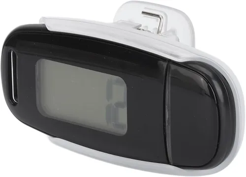 Vista 3 de Contador de pasos Pantalla LCD grande recargable por USB preciso portátil ligero podómetro con cordón para mujeres, hombres y niños (negro)