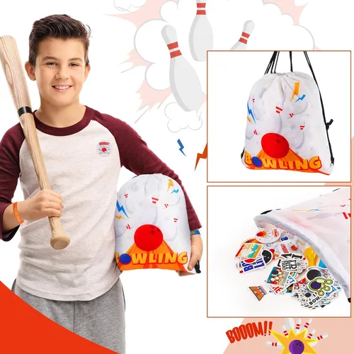Vista 4 de Sweetude 140 piezas de recuerdos de fiesta de cumpleaños de bolos para niños, decoración de fiesta de bolos, bolsa de llavero, bolígrafo