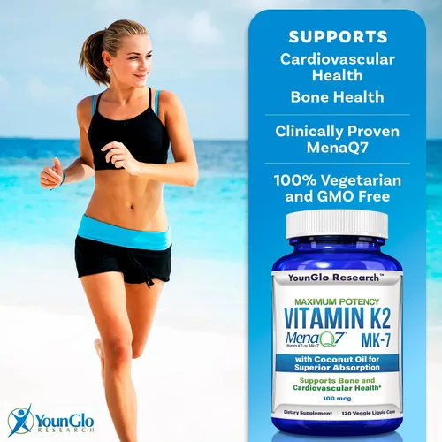 Vista 3 de Vitamina K2 MK7 (MenaQ7) 100 mcg con aceite de coco para una absorción superior, suplemento de salud dietética, 120 cápsulas líquidas veganas