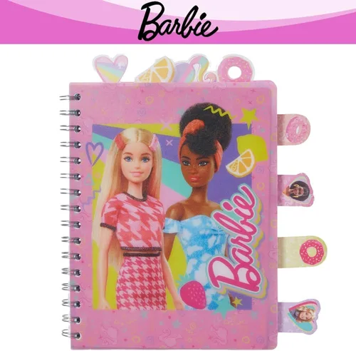 Vista 7 de Cuaderno de pestañas Barbie con espiral, lápiz boli, pestañas adhesivas, 96 páginas a rayas, rosa