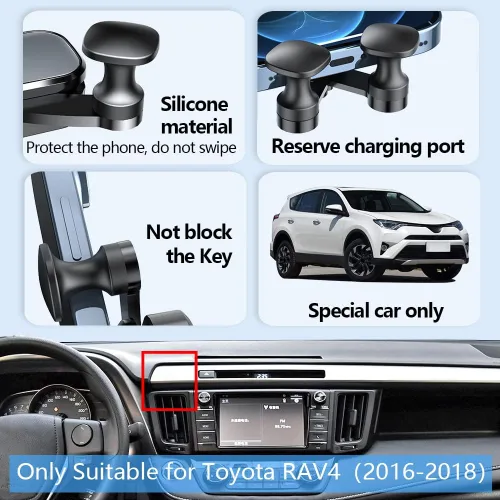 Vista 5 de Soporte para teléfono de coche para 2013 2014 2015 2016 2017 2018 Toyota RAV4 Accesorios de automóvil Decoración interior Soporte para teléfono Para