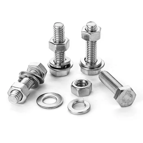 Vista 4 de Kit surtido de tornillos de cabeza hexagonal de 5/16-18 x 1-1/2 pulgadas, tuercas, arandelas planas y de bloqueo, acero inoxidable 304 (18-8), rosca