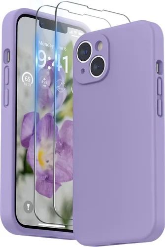 Vista 10 de SURPHY Funda para iPhone 14 Plus con Protector de Pantalla y Protección de Cámara, Funda de Teléfono de Silicona Líquida con Forro de Microfibra