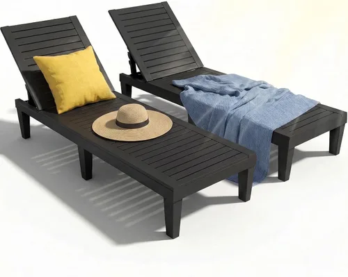 Vista 10 de EFU Sillón para exteriores, juego de 2 sillas de bronceado PP de alto