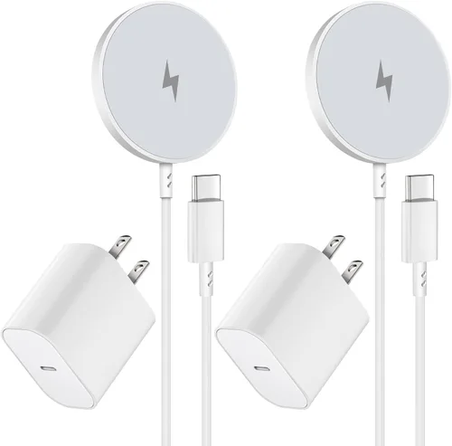 Vista 8 de Cargador inalámbrico magnético para iPhone 17 16, paquete de 2 cargadores inalámbricos de 6 pies de carga rápida y segura con bloque de carga USB C