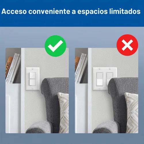 Vista 4 de CML Interruptor de Luz Decorativo de Doble Balancín, Interruptor de Pared de Paleta de Polo Simple Dual, Interruptor Eléctrico de Encendido/Apagado