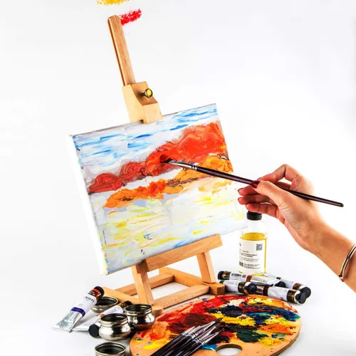 Vista 5 de Transon Red Sable Filbert Pinceles de pintura 6 piezas para acuarela, acrílico, óleo, témpera y pintura de gouache