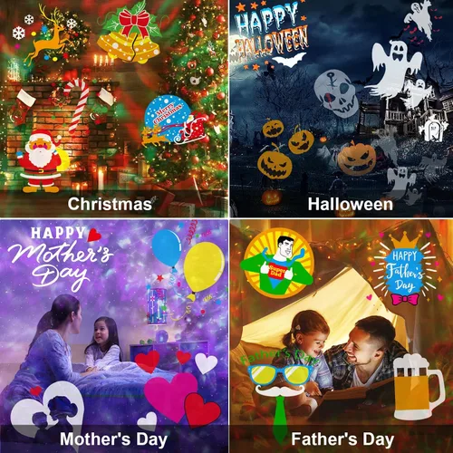 Vista 7 de 2025 Luces de proyector de decoraciones de Navidad mejoradas más brillantes, FLITI 19 proyector de diapositivas de Navidad HD