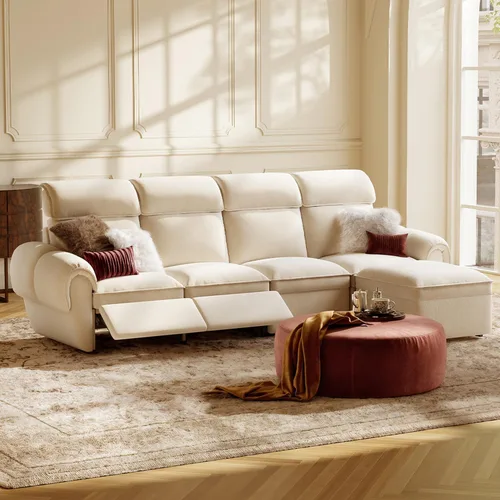 Vista 16 de ALIVING Sofá modular seccional, sofá reclinable de 3 plazas para sala de estar, blanco roto Blanco hueso