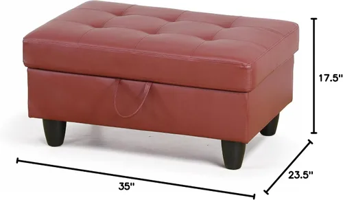 Vista 3 de GRETERST Banco otomano rectangular de almacenamiento, reposapiés de piel sintética, taburete con tapa con bisagras para sala de estar, dormitorio