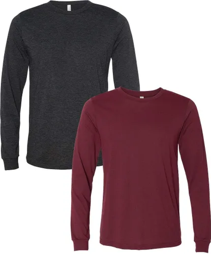 Vista 89 de Canvas Filmore 3501 - Camiseta de 4.2 onzas para hombre manga larga (1) Ceniza + (1) Jaspeado atlético