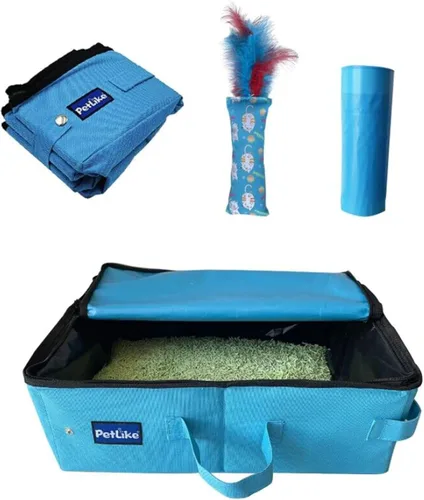 Vista 8 de PetLike Caja de arena de viaje para gatos, caja de arena portátil a prueba de fugas, bandeja de inodoro plegable para gatos pequeños y medianos