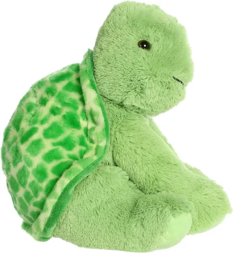 Vista 3 de Aurora® Peluche de tortuga de peluche – Comodidad acogedora – Acurruces sin fin – Verde 14 pulgadas