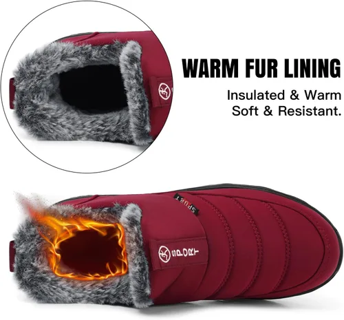 Vista 3 de SWQZVT Botas de invierno para mujer, para la nieve botas de invierno antideslizantes al tobillo, cómodas y resistentes al aire libre