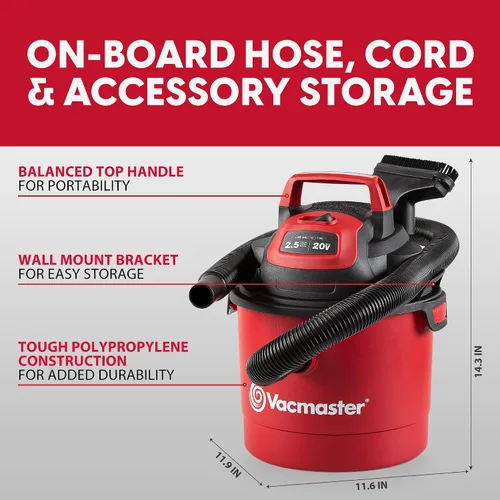 Vista 7 de Vacmaster Aspiradora inalámbrica húmeda/seca de 2.5 galones de 20 V - DVOM202P 1101
