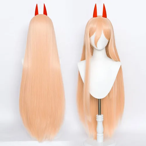 Vista 4 de Aicos Power Cosplay peluca larga naranja recta Cosplay pelucas con Poder naranja