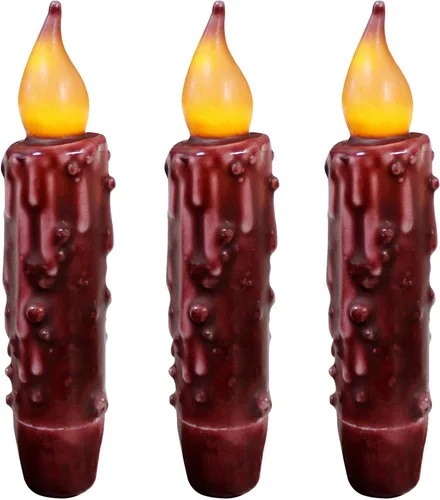 Vista 24 de CVHOMEDECO. Velas de cera real sumergidas a mano con temporizador LED con pilas, velas cónicas sin llama primitivas del país, 4-3/4 pulgadas, negro