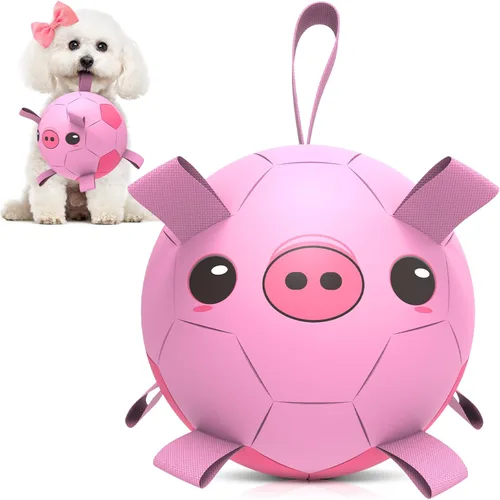 Vista 15 de QDAN Pelotas de juguete para perros: Pelota de fútbol para entrenamiento de mascotas con correas - Pelota para cachorros, extra pequeña, pelotas