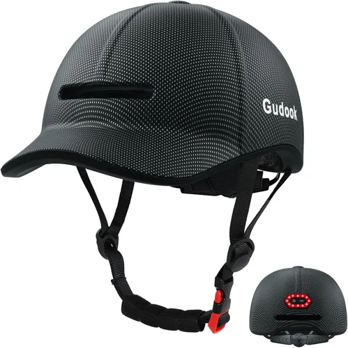 Vista 10 de Casco de Bicicleta para Adultos - Cascos de Bicicleta para Hombres y Mujeres - con Luces Traseras LED - Casco Ajustable Estilo Gorra de Béisbol