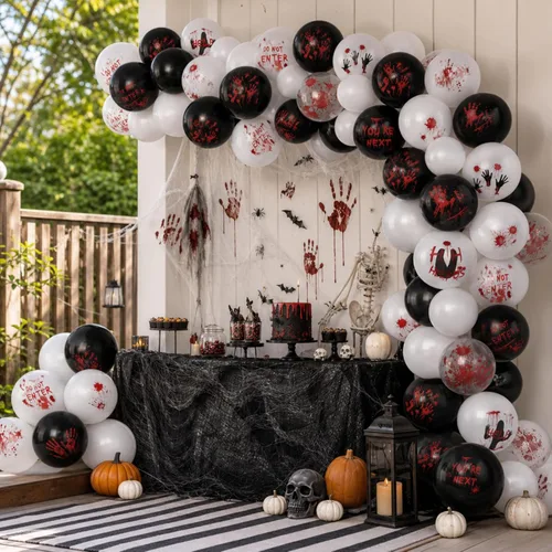 Vista 7 de Aoriher - 45 globos de látex de zombi sangriento de 12 pulgadas