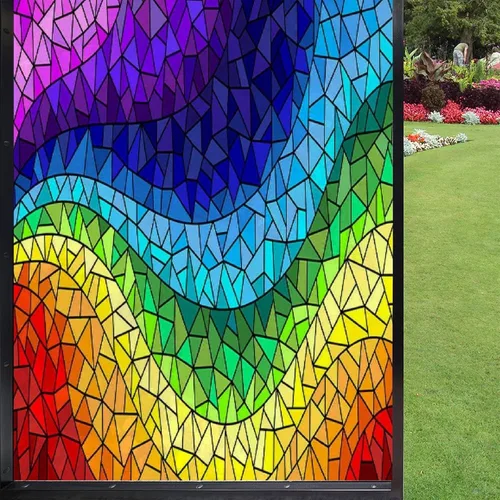 Vista 27 de Película colorida para ventana, película de privacidad, juego de estructura de construcción para niños preescolares con bloques, calcomanías