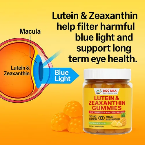 Vista 3 de Gomitas de luteína y zeaxantina - Vitaminas oculares para adultos mayores de 50 años - Suplementos de salud ocular para más de 50 adultos - Luteina