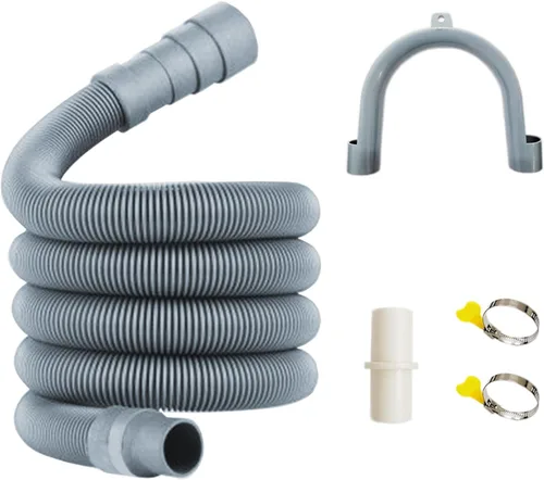Vista 4 de Kit de extensión universal de manguera de drenaje para lavadora de 6.6 pies, manguera flexible para lavavajillas con 1 adaptador, 2 abrazaderas, 1