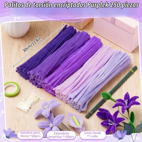Vista 3 de Peryiter 371 Pcs Pipe Cleaners Set, Floral Supplies, Purple Morado