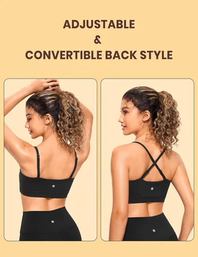 Vista 6 de CRZ YOGA Butterluxe - Brasier deportivo ajustable con tirantes delgados para mujer, con relleno, sin varillas, cuello cuadrado, para entrenamiento