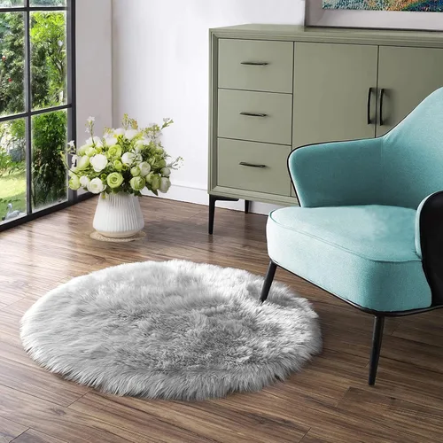Vista 40 de Latepis - Alfombra rectangular de piel sintética tipo lana de oveja suave y esponjosa de estilo bohemio para sala de estar, dormitorio y residencias