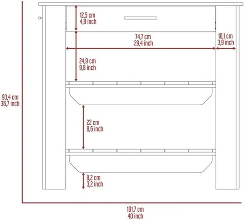 Vista 3 de TUHOME - Isla de cocina Cala, 40 islas de cocina de madera de ingeniería, multicolor