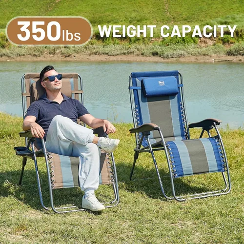 Vista 5 de Timber Ridge Oversized Zero Gravity Chair, Padded Reclining Lounge Chair with Adjustable Headrest & Cup Holder, Heavy Duty Support 350 lbs, Foldable