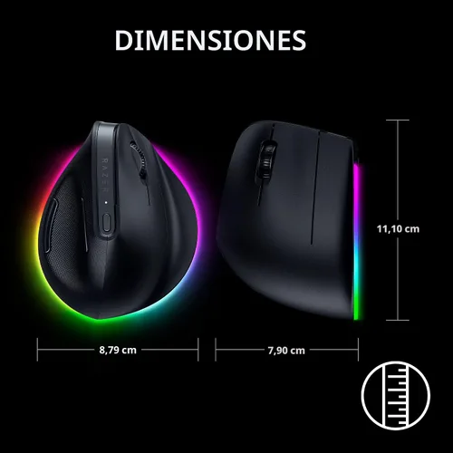 Vista 8 de Ratón Inalámbrico Vertical Razer Pro Click V2: Diseño Ergonómico de 6 Botones - Comando AI de Un Clic - Compatible con Windows y Mac - Conectividad
