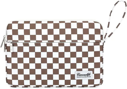 Vista 13 de Canvaslife - Funda de lona para laptop de 13 pulgadas con patrón de cuadros negros y bolsillo de 13 y 13.3 pulgadas