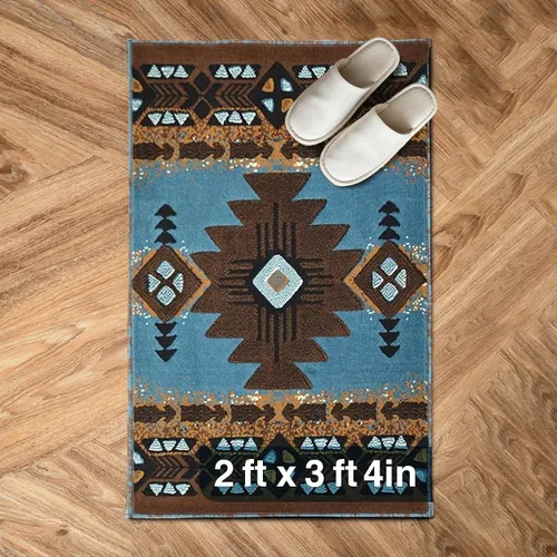 Vista 84 de YHSF South West - alfombra estilo nativo americano del suroeste C318 - fácil de limpiar, gruesa, suave, duradera, alfombra inspirada en tribus
