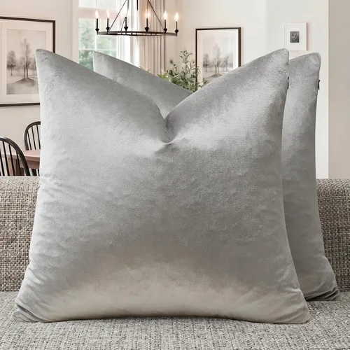 Vista 140 de GIGIZAZA Juego de 2 fundas de almohada doradas de terciopelo de 20 x 20 pulgadas para sofá Almohadas para sofá, tela texturizada suave de 9.88