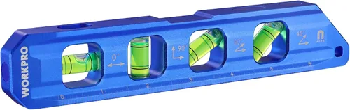 Vista 7 de WORKPRO Nivel de flexión del conducto, nivel magnético de torpedo pequeño, frasco de burbujas para medición de 90°, construcción de aleación