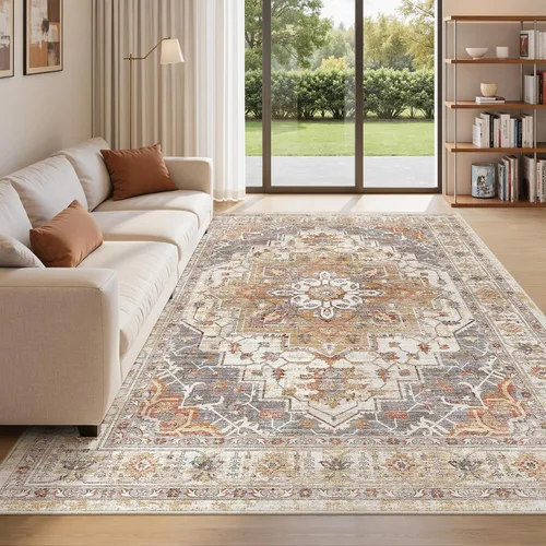 Vista 35 de befbee - Alfombra para sala de estar, lavable y resistente a manchas, con base antideslizante, ideal para dormitorio y cocina, decoración clásica