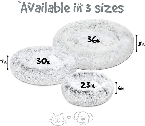 Vista 8 de Friends Forever Cama para perro en forma de dona, de piel sintética, mullida, relajante, para perros pequeños, suave y afelpada, antiansiedad, sofá