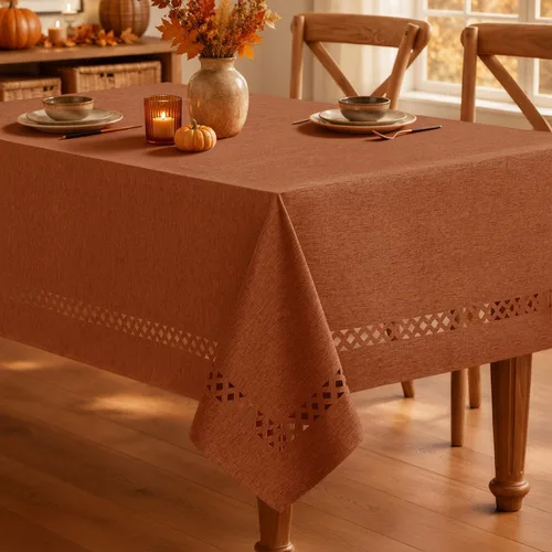 Vista 25 de MIULEE Army Green Rectangle Tablecloth with Decorative Cutouts 60x84 Inch Waterproof Stain Resistant & Shrink-Proof Table Cloth, Farmhouse
